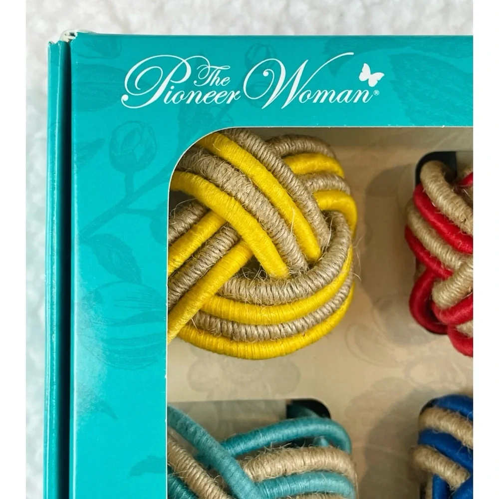 (NIB) THE PIONEER WOMAN • Multicolored Woven Napkin Ring Set - Picture 9 of 10